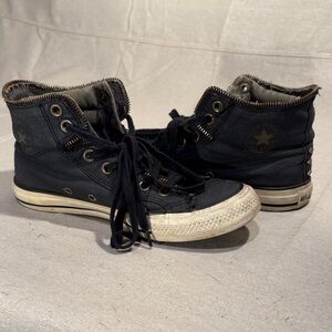 Converse Unisex Dark Blue High-Top Sneakers with Zipper Accent